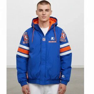 Denver Broncos Starter 1990's NFL Hooded Puffer Parka Jacket Men's XL Pro Line